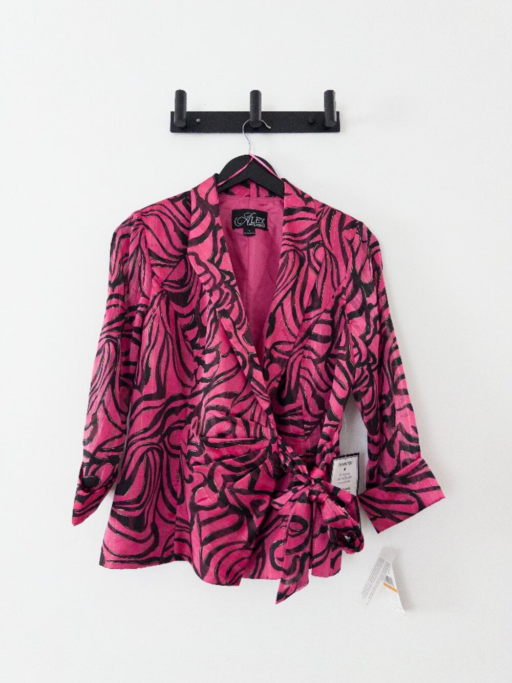 Alex Evenings Women's Printed Side-Tie Blouse Size S L - Picture 3 of 10